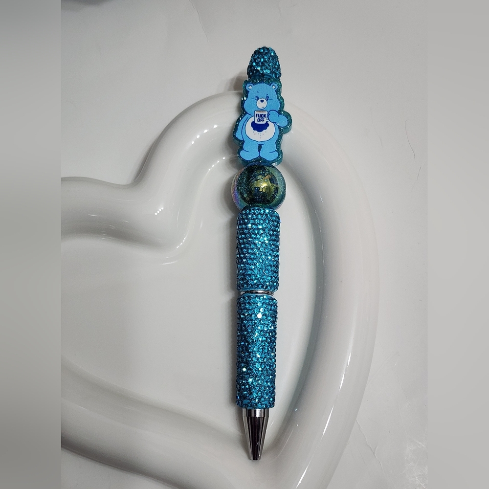 F Off Funny‎ Pen Sarcastic Gift Blue Rhinestone Black Ink
